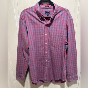 J. Crew Men's Red and Blue Plaid Button Down Shirt